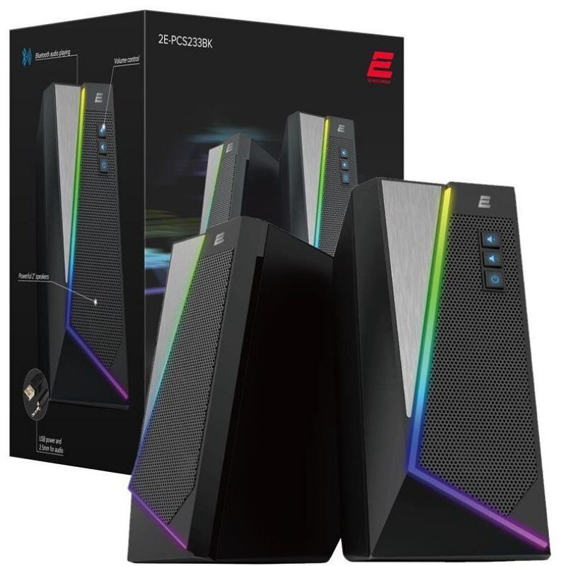 Акустична система 2E PCS233 RGB, 2.0, USB, Black